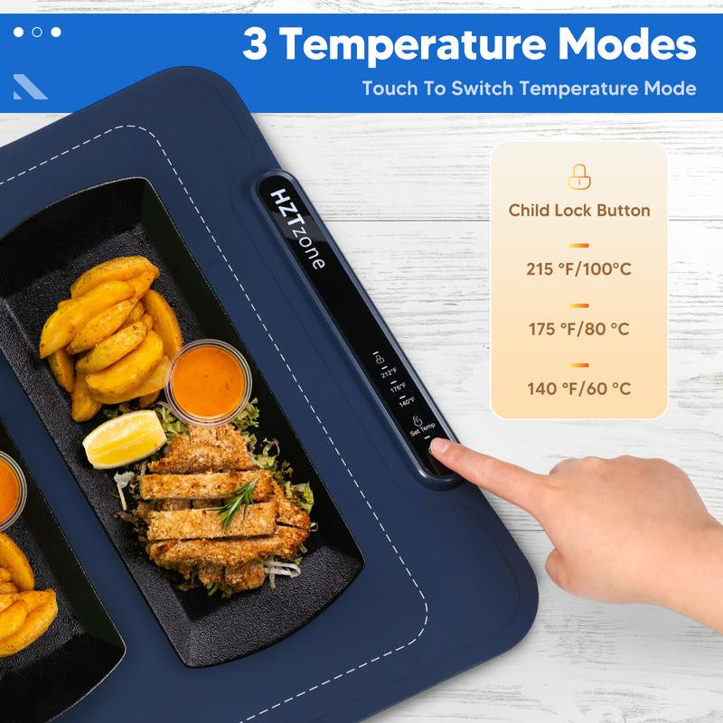 Hztzone XL Electric Warming Mat - 24" x 16" Portable Food Warmer with Adjustable Temperature & Auto Shut-Off for Perfectly Heated Dishes at Any Gathering