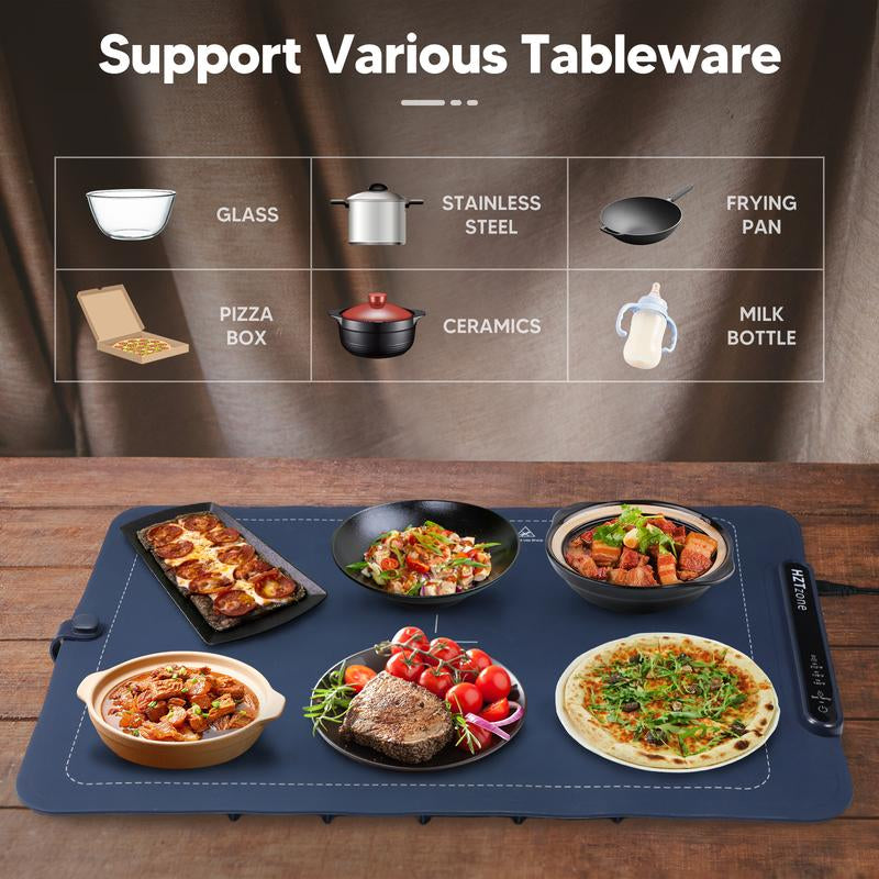 Hztzone XL Electric Warming Mat - 24" x 16" Portable Food Warmer with Adjustable Temperature & Auto Shut-Off for Perfectly Heated Dishes at Any Gathering
