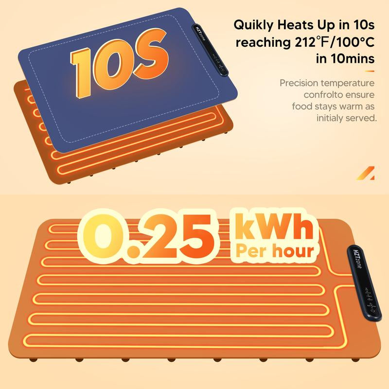 Hztzone XL Electric Warming Mat - 24" x 16" Portable Food Warmer with Adjustable Temperature & Auto Shut-Off for Perfectly Heated Dishes at Any Gathering