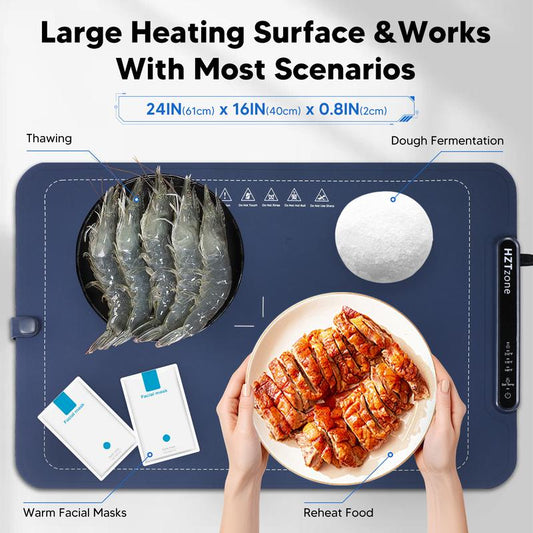 Hztzone XL Electric Warming Mat - 24" x 16" Portable Food Warmer with Adjustable Temperature & Auto Shut-Off for Perfectly Heated Dishes at Any Gathering